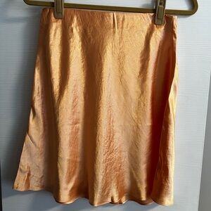 Babaton Orange Slip Satin Mini Skirt